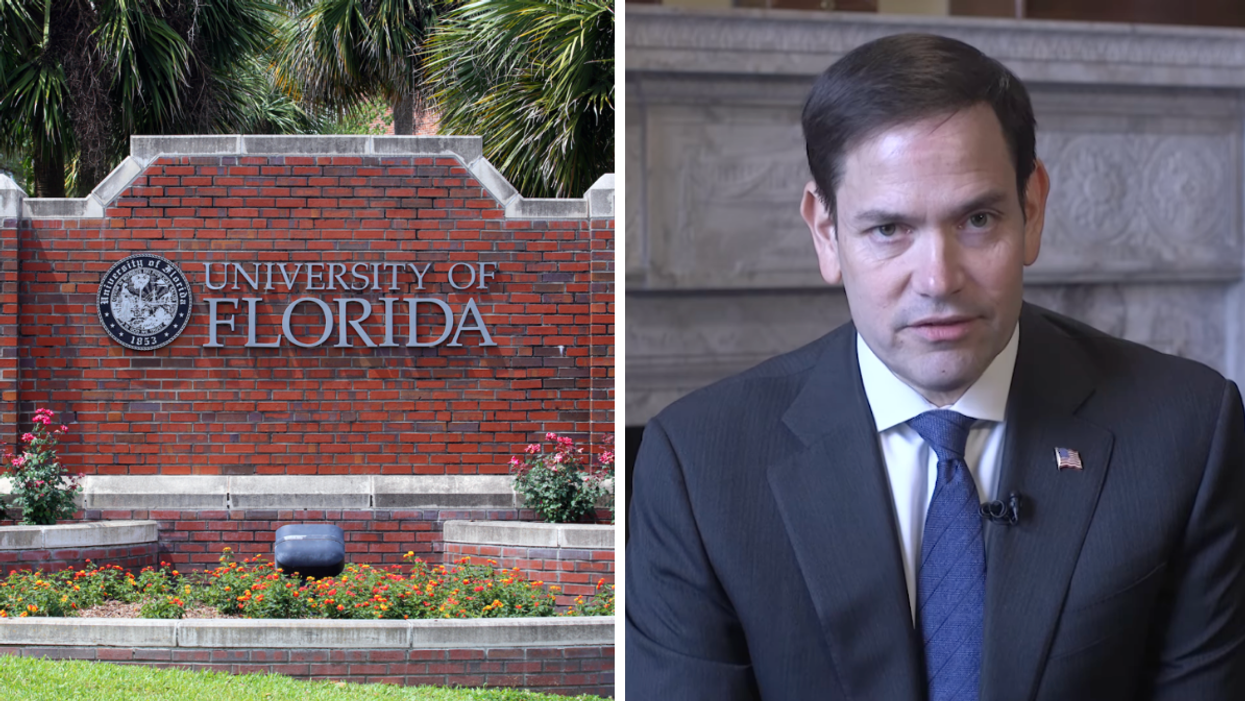 The University of Florida. Right: Marco Rubio.