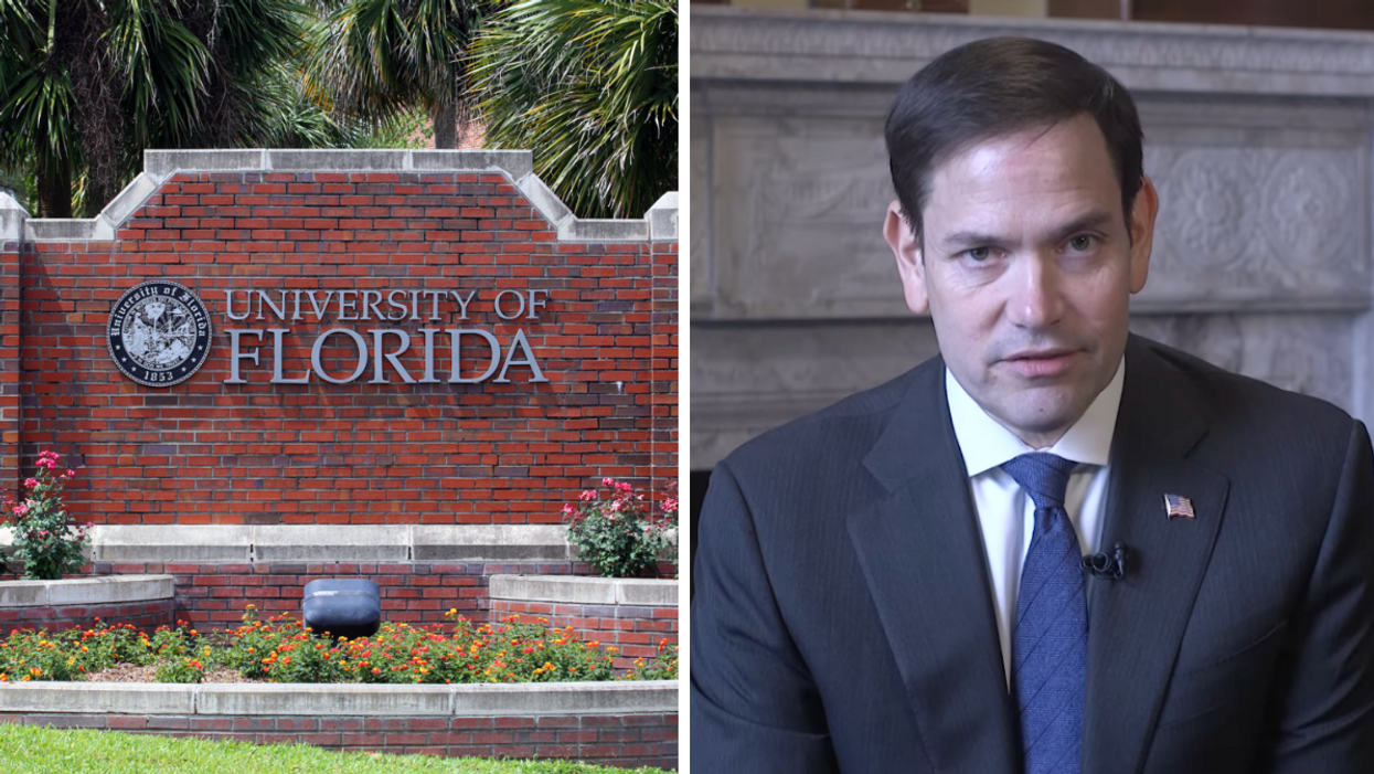 The University of Florida. Right: Marco Rubio.