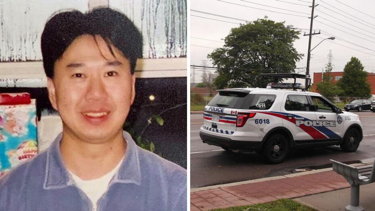 The victim, Ken Lee. Right: A Toronto police cruiser.