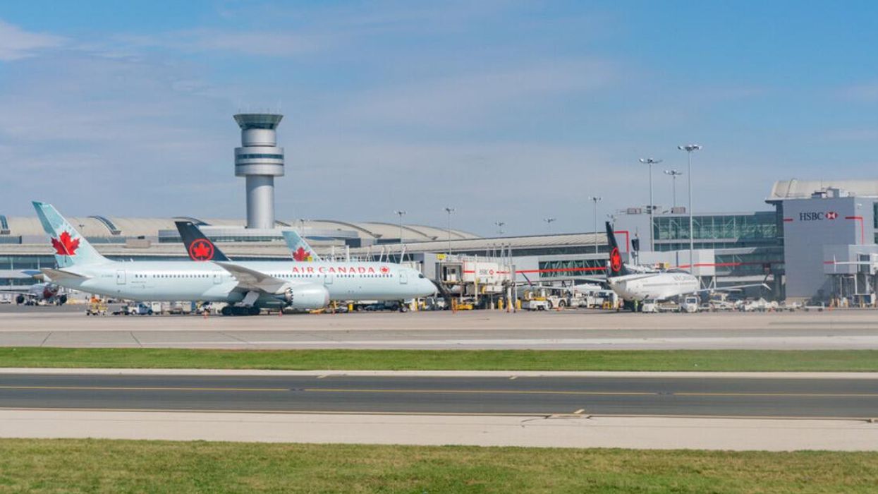 The view from a plane at Toronto Pearson International Airport.