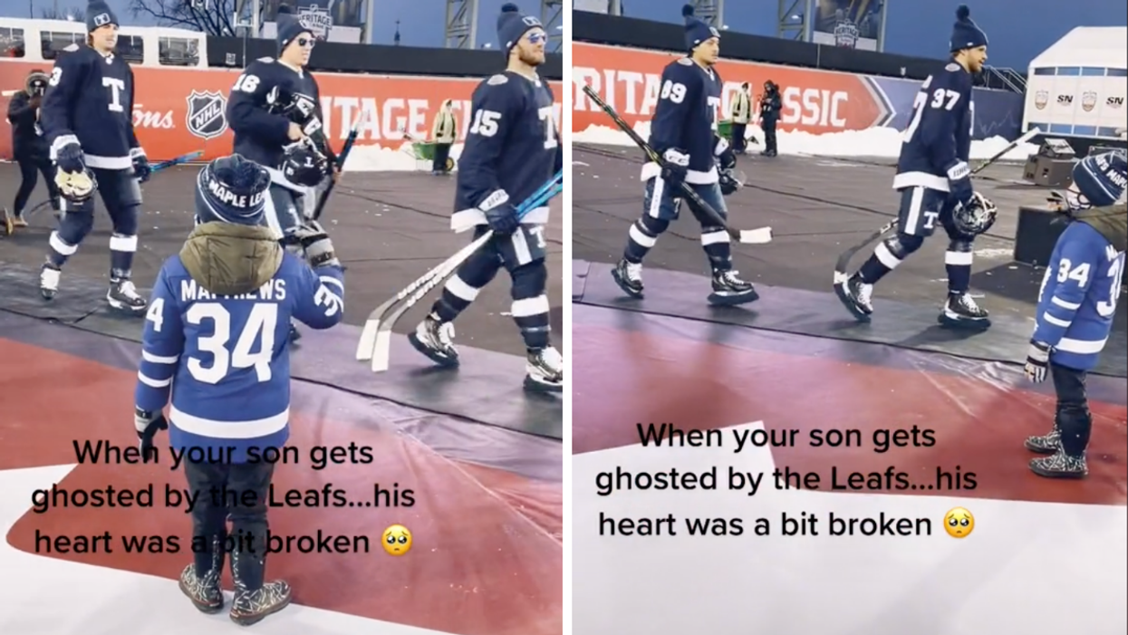 The viral TikTok video of the young Maple Leafs fan.