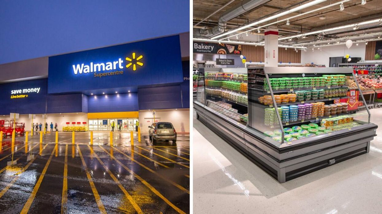 The Walmart Supercentre in Edmonton. Right: Inside the Walmart Supercentre.