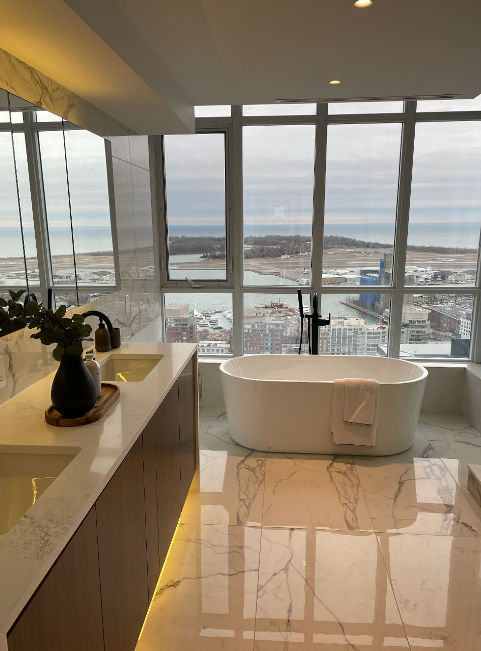 The washroom in the primary bedroom.