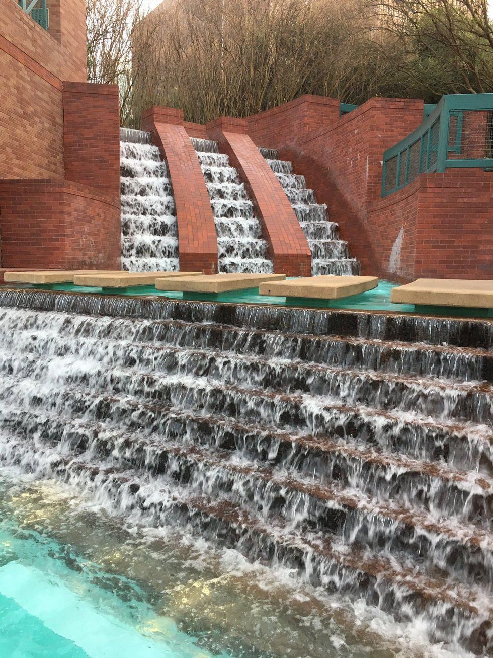 The waterfalls at Sesquicentennial Park.