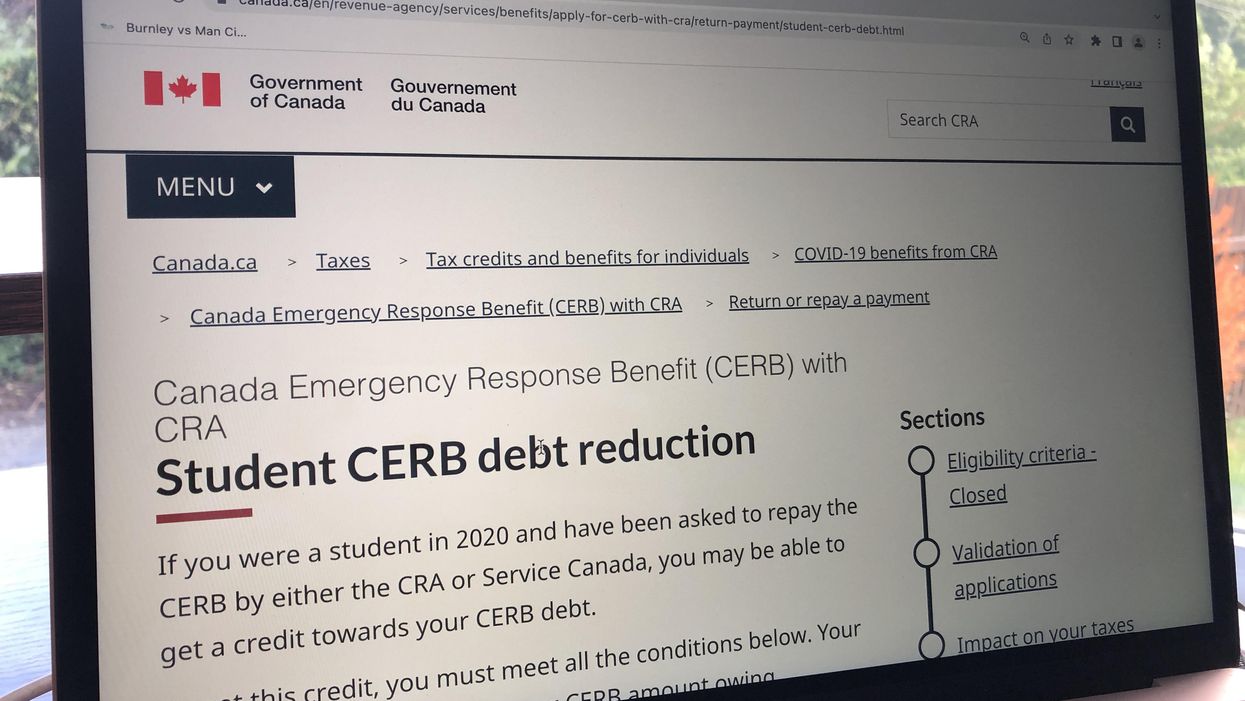 The website for the student CERB debt reduction.