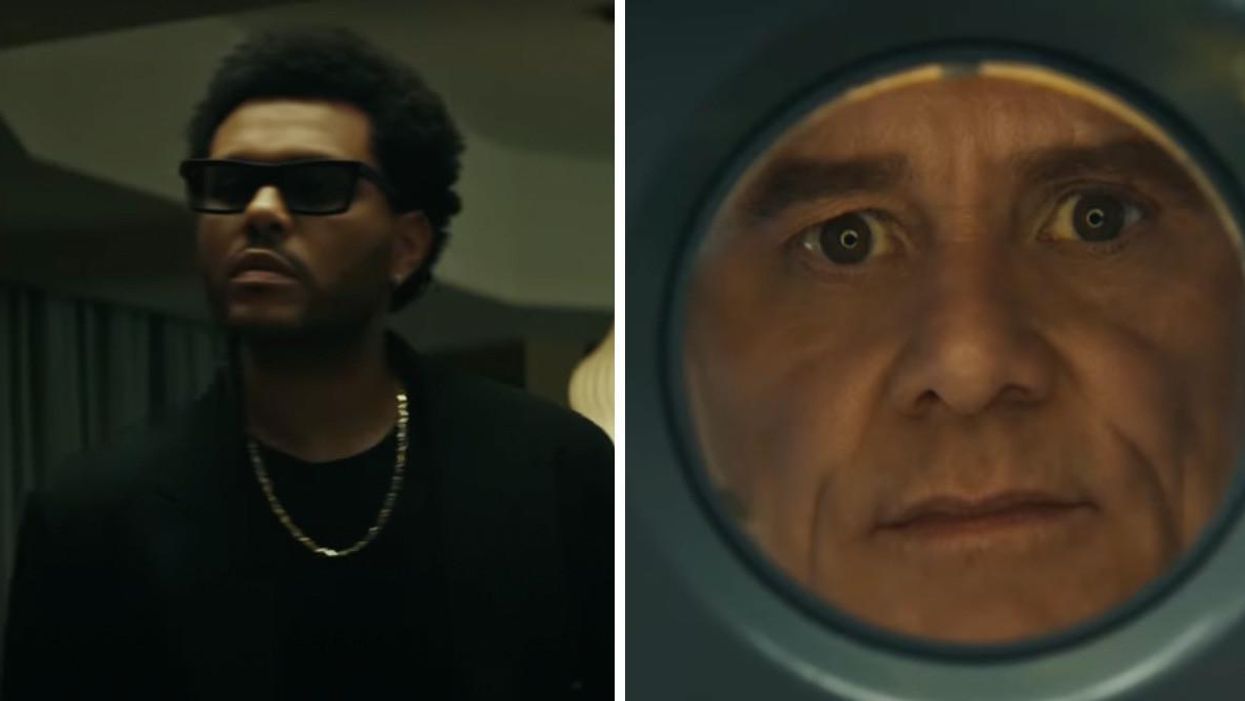 The Weeknd. Right: Jim Carrey through a lens.