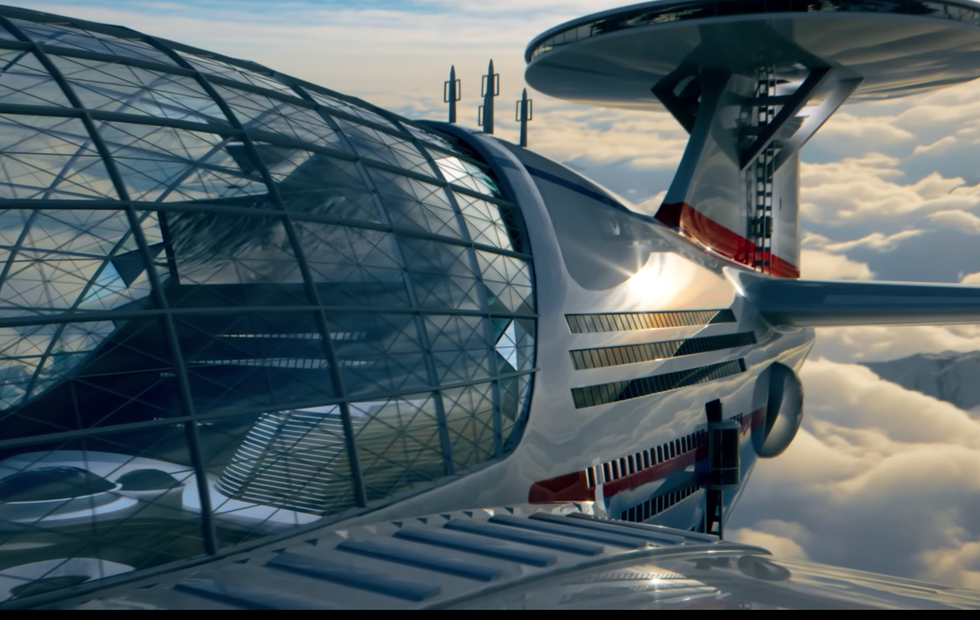 The window-covered dome aboard the Sky Hotel.