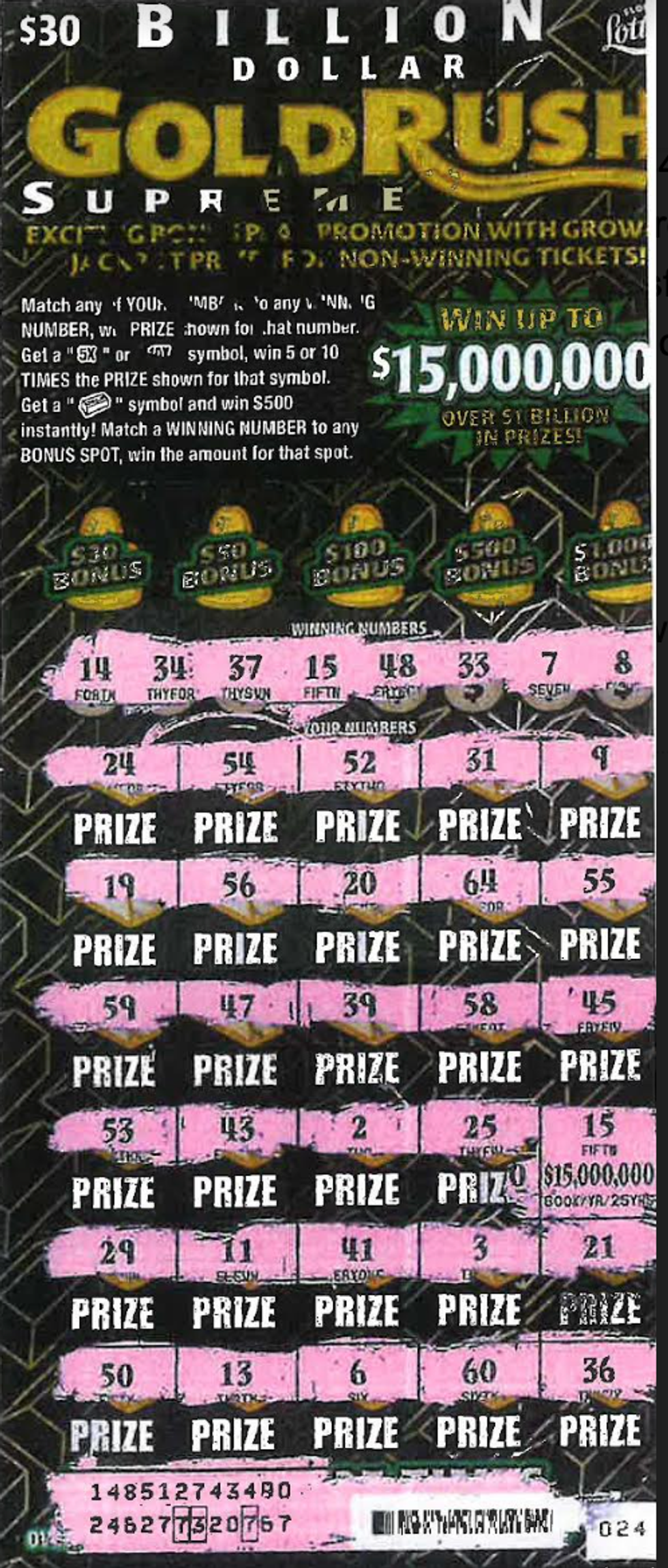The winning scratch-off.