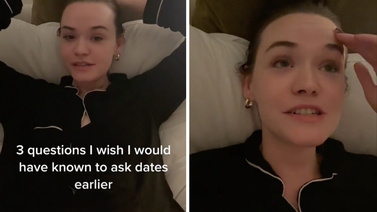 The woman telling her questions on TikTok. Right: The woman sharing a question on TikTok.