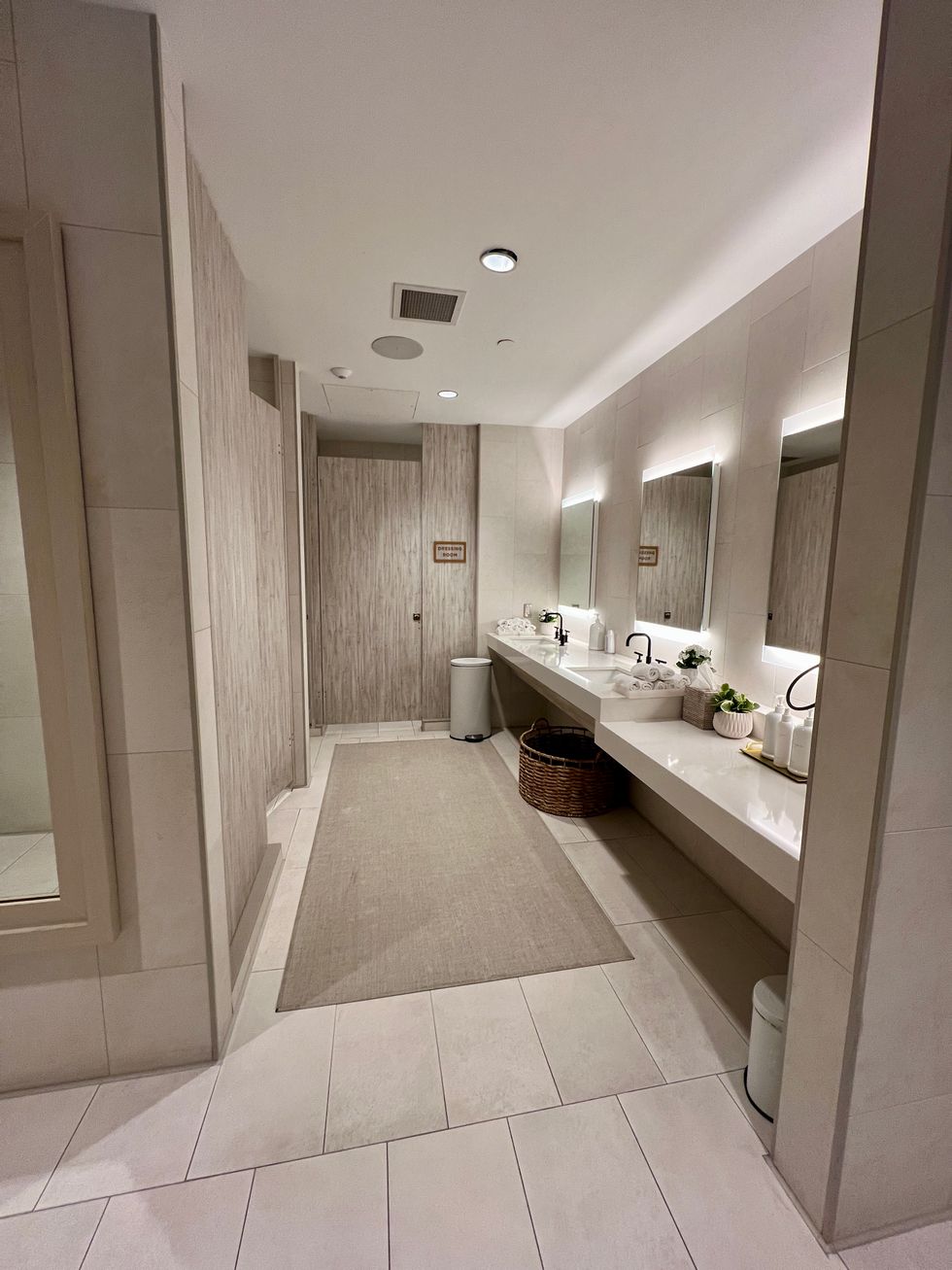 The women's spa locker room.