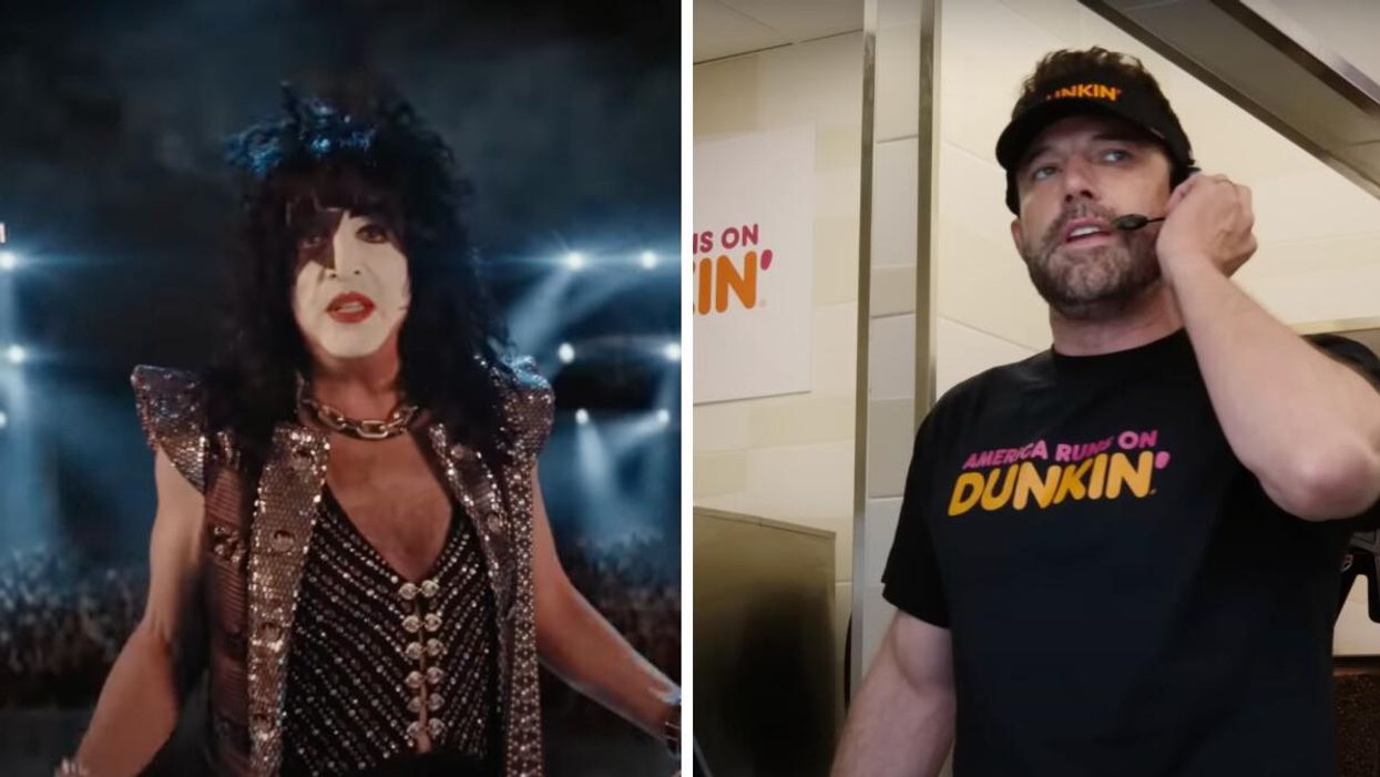 The Workday Super Bowl 2023 commercial. Right: The Dunkin' Donuts Super Bowl 2023 commercial.