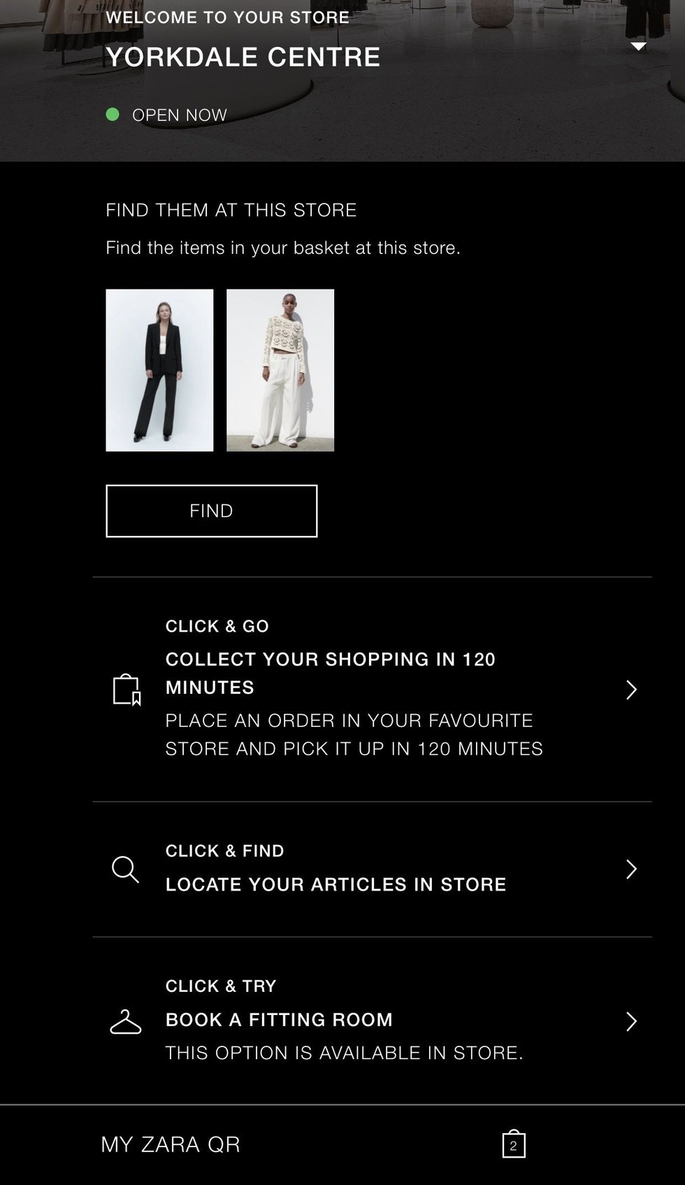The Zara app in Store Mode.