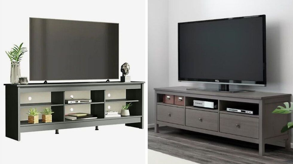 The Zellers TV stand. Right: A HEMNES TV stand.