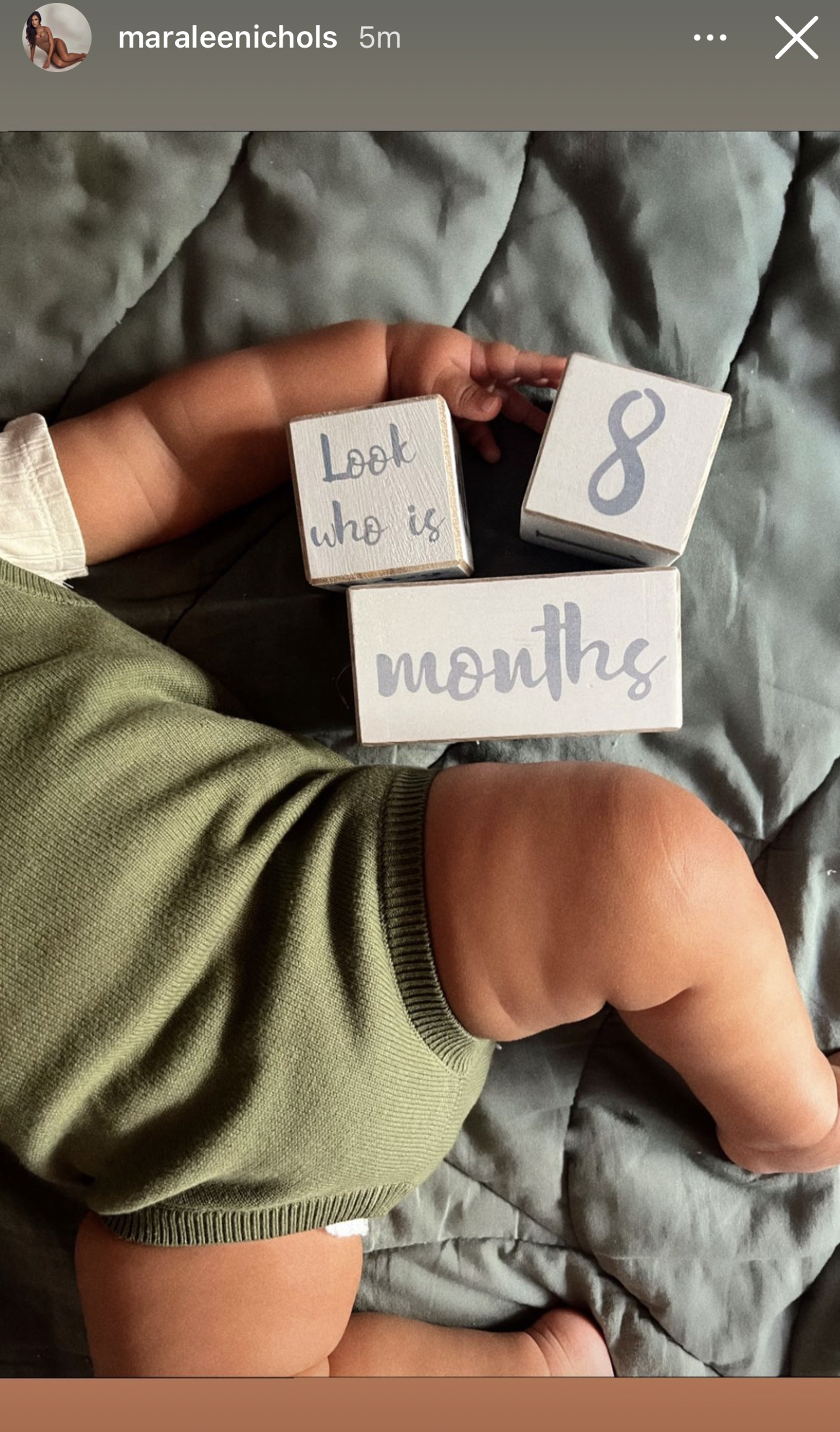 Theo Thompson next to blocks from Maralee Nichols' Instagram story.