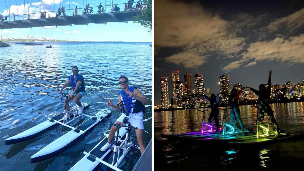 These Floating Toronto Bikes Let You Pedal Around Lake Ontario & They Even Glow In The Dark