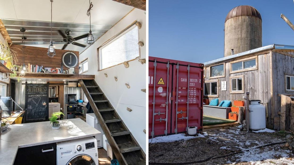 This $52K Tiny Ontario House Is A Portable Shipping Container & Has A Rock Climbing Wall