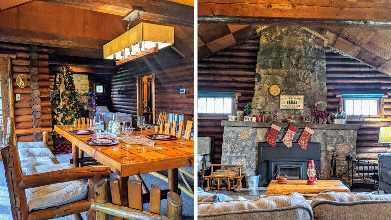 This Adorable Ontario Log Cabin Has A Fireplace, Hot Chocolate Bar & 90km Of Trails