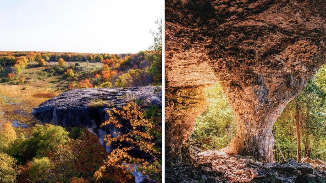 This Breathtaking Ontario Trail Has Ancient Sea Caves & A Towering Lookout Spot