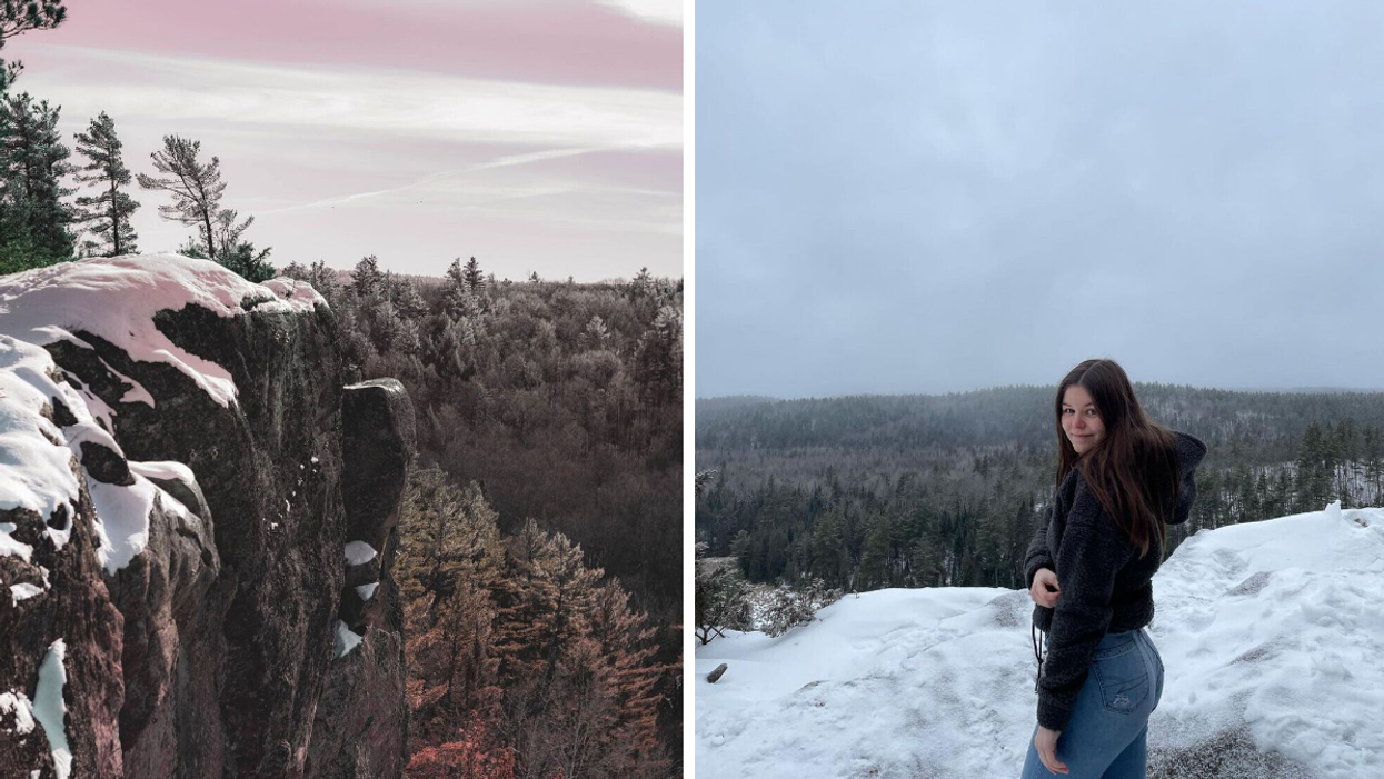This Easy Hike Near Ottawa Has An Epic Lookout Over a Forest Of Snowy Trees