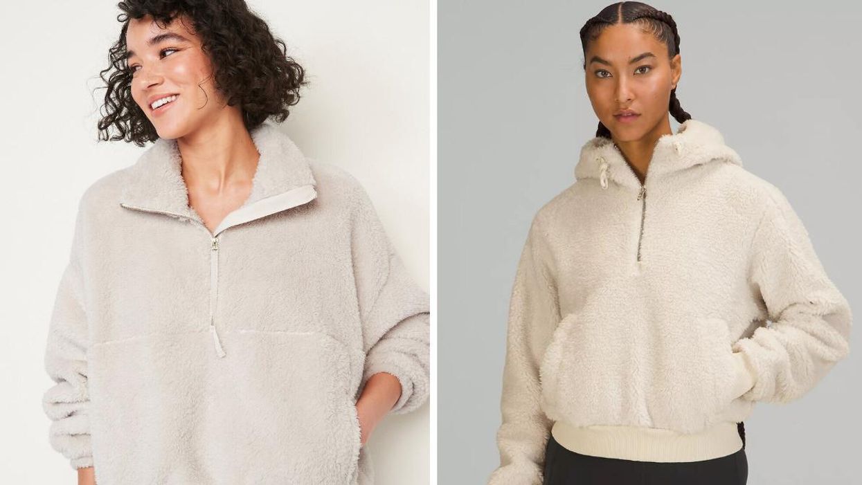This Fleece Zip-Up Sweatshirt Is A Lululemon Dupe & Only $55 At Old Navy