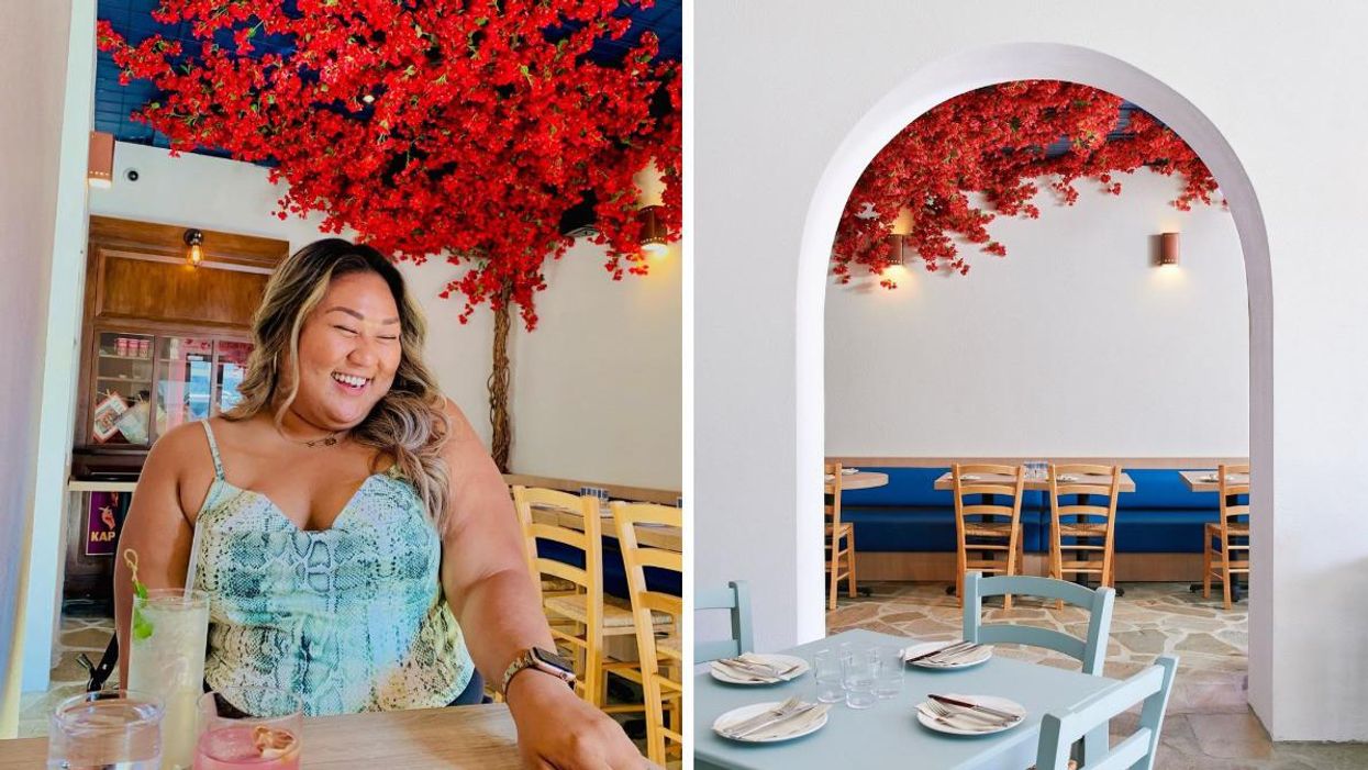 This Greek Restaurant In Vancouver Is Covered In Flowers & It's Like Stepping Into Santorini