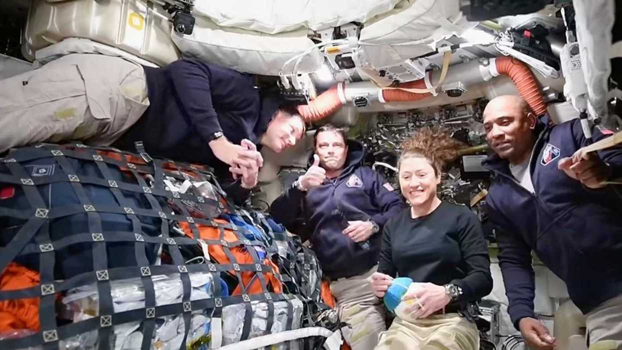 This image from video provided by NASA shows the Artemis II crew