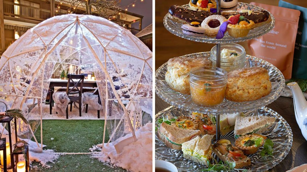 This Niagara Restaurant Has A Winter Village & You Can Sip Afternoon Tea In A Snow Globe