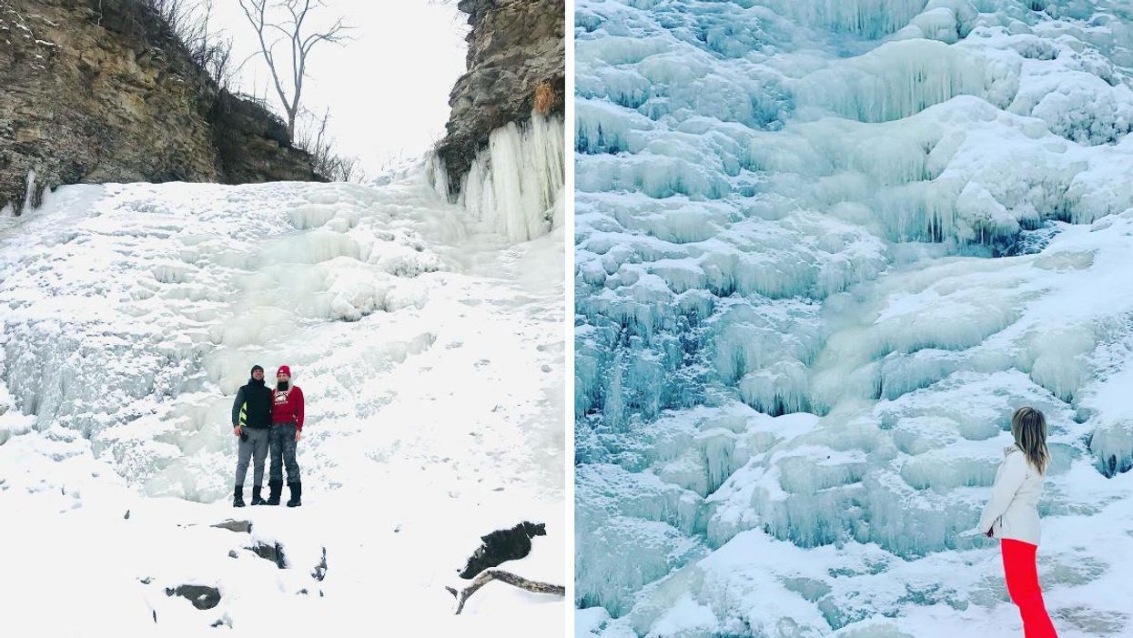 This Ontario Hiking Trail Will Lead You Past Glacial Potholes & A Frozen Waterfall
