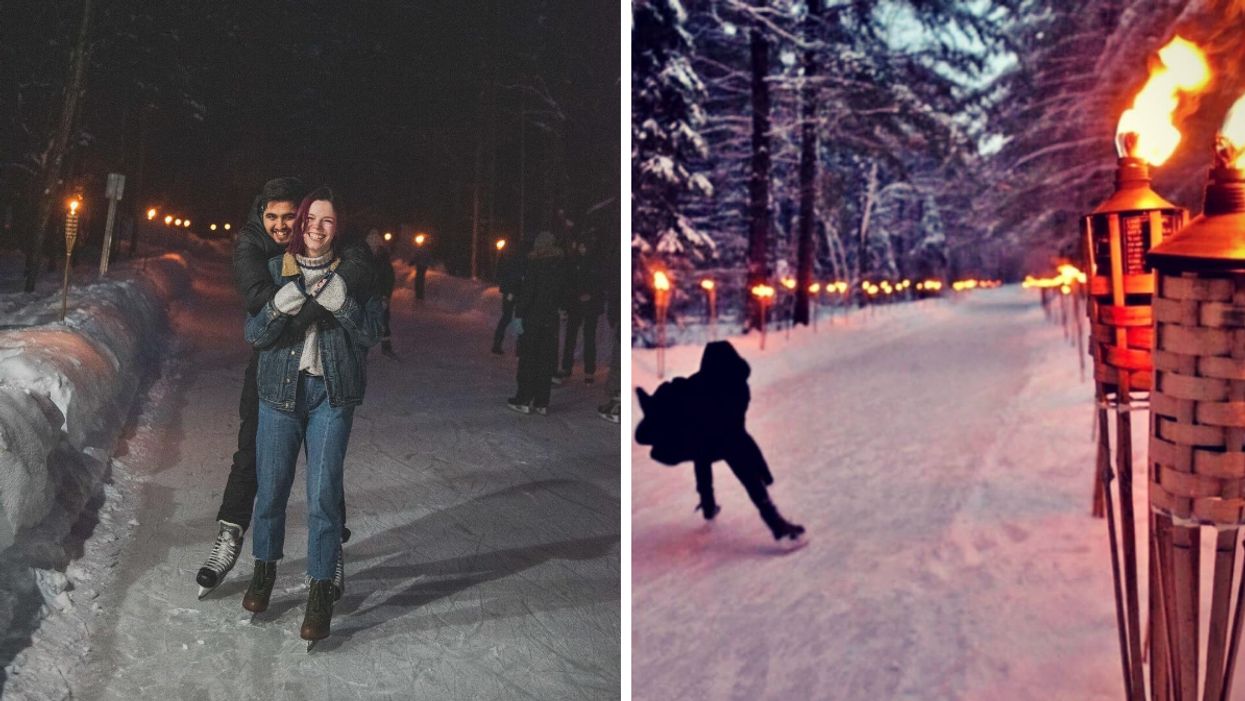 This Popular Skating Trail In Ontario Is Back & You'll Glide Through A Torch-Lit Forest