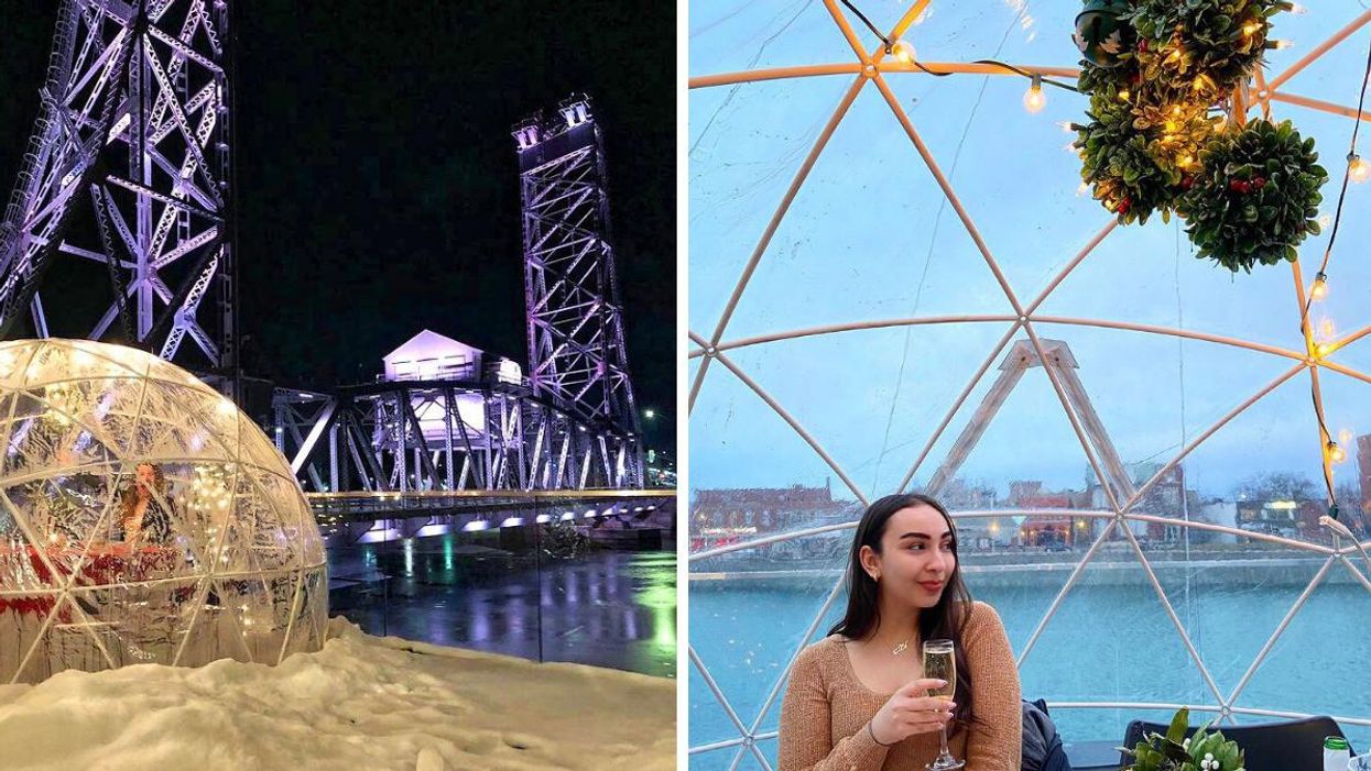 This Restaurant Near Toronto Has Waterfront Snow Globes With Views Of A Glowing Bridge