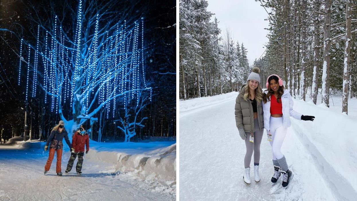 This Skating Trail In Ontario Lets You Glide Through An Illuminated Forest On A Mountain