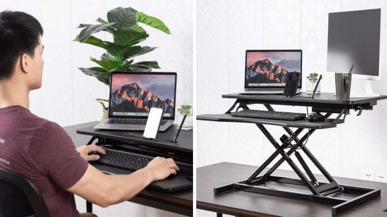 This Standing Desk Converter On Sale At Best Buy Canada Will Save Your Posture & Your Wallet