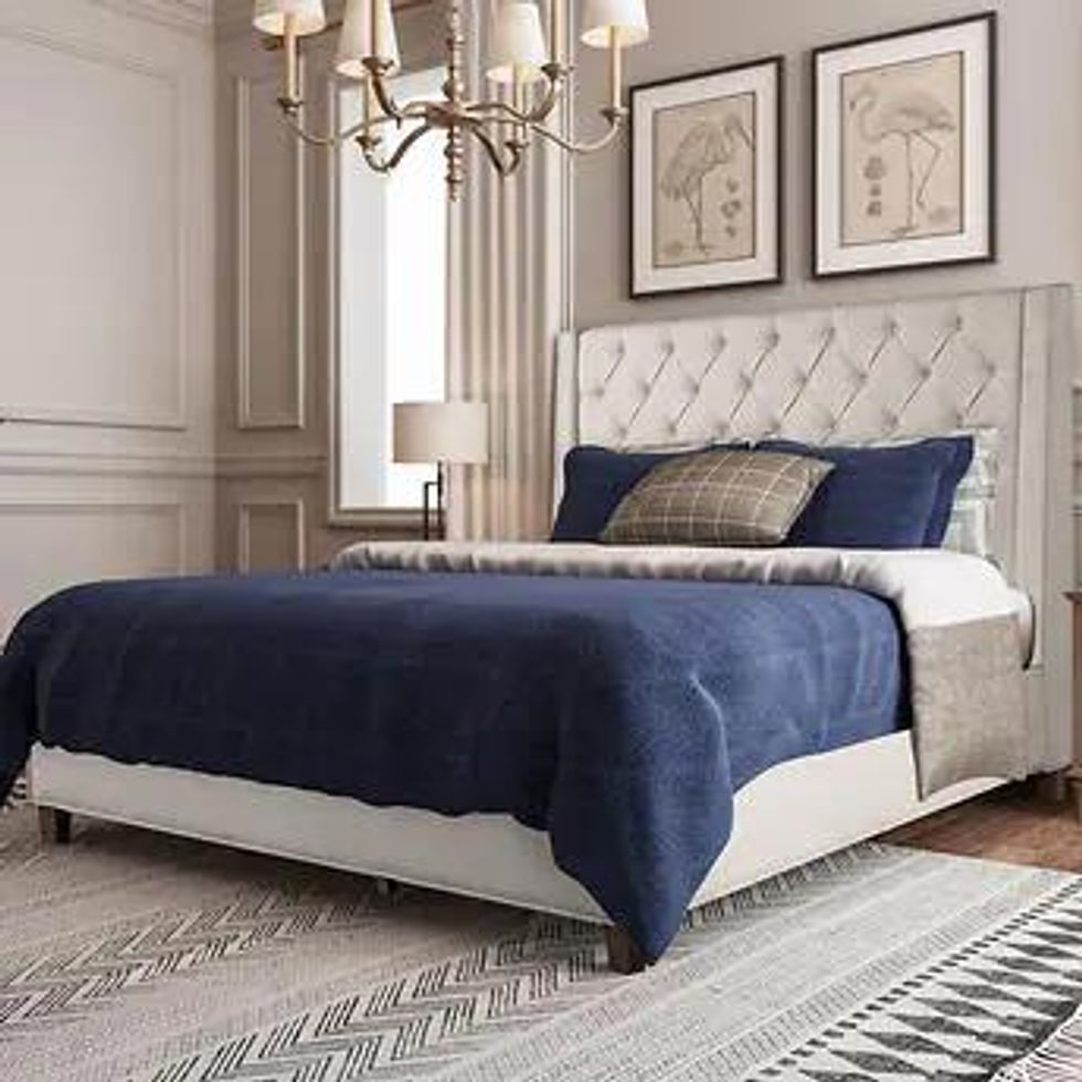 Thomasville Modern Queen Upholstered Bed, Beige