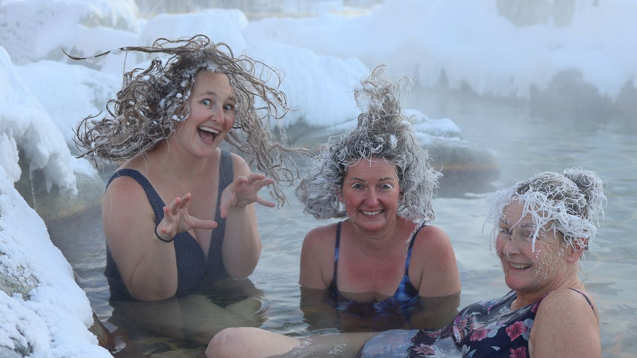 Three participants at the Hair Freezing Contest.