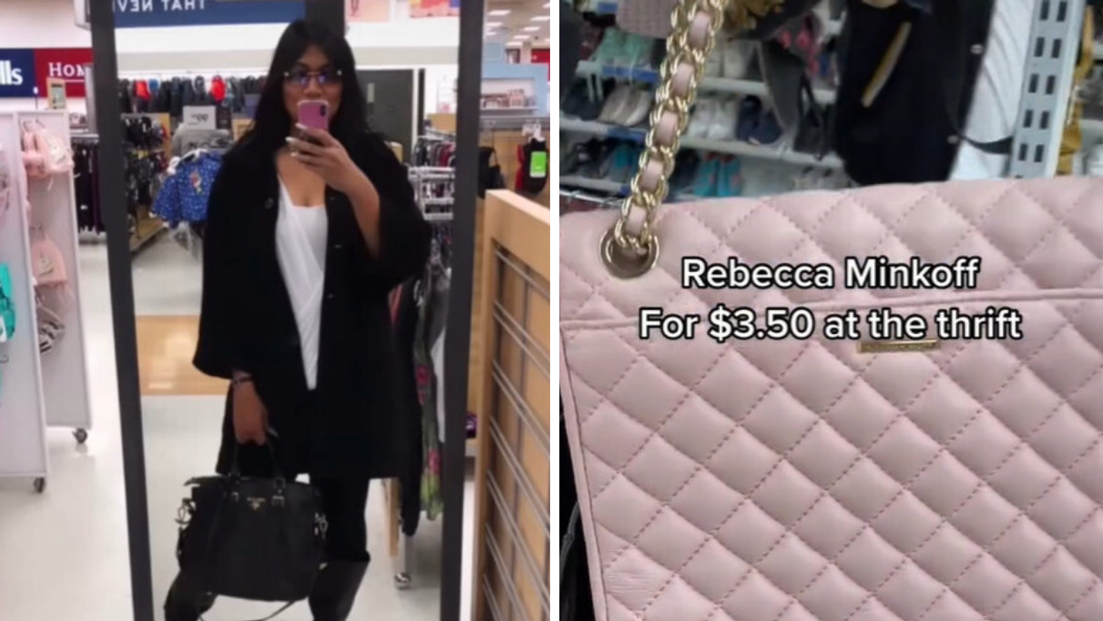 Thrift store expert Ashlee. Right: A Rebecca Minkoff find.