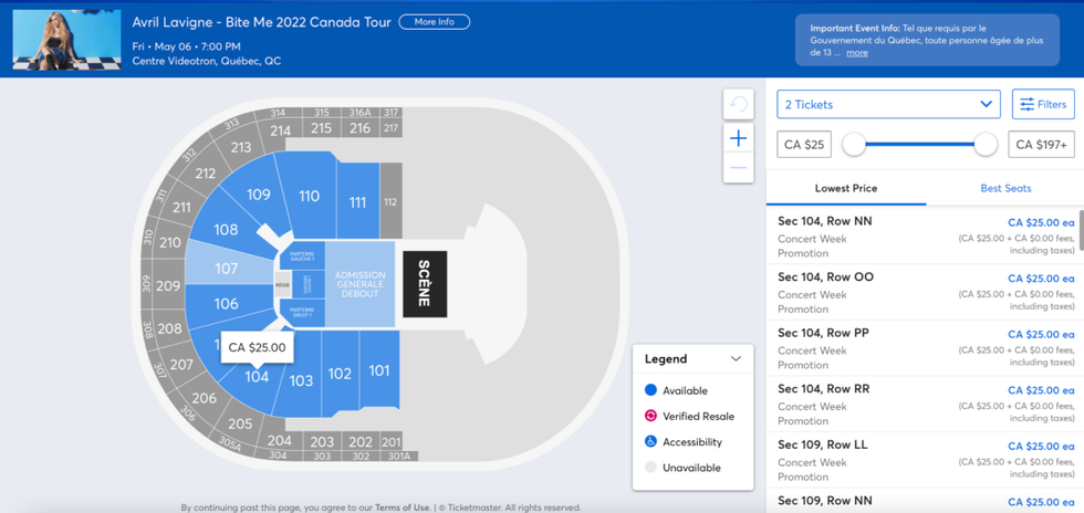 Ticket Master - Billets Avril Lavigne