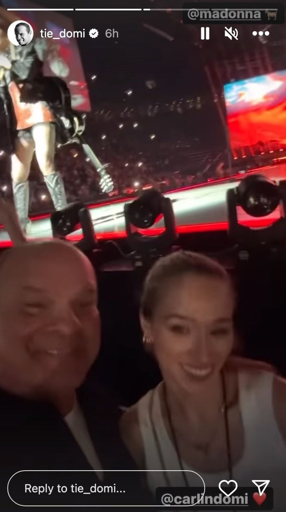 Tie Domi taking a selfie with his daughter at the Madonna concert in Toronto.