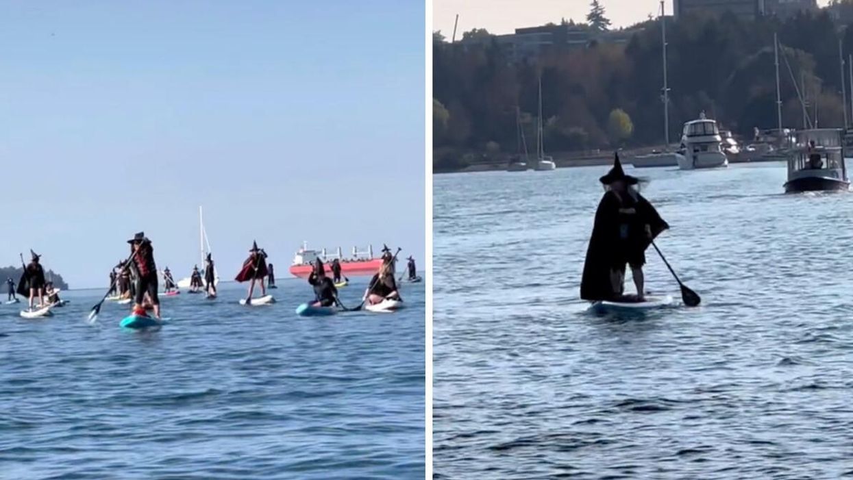 TikTok of witches paddle boarding.