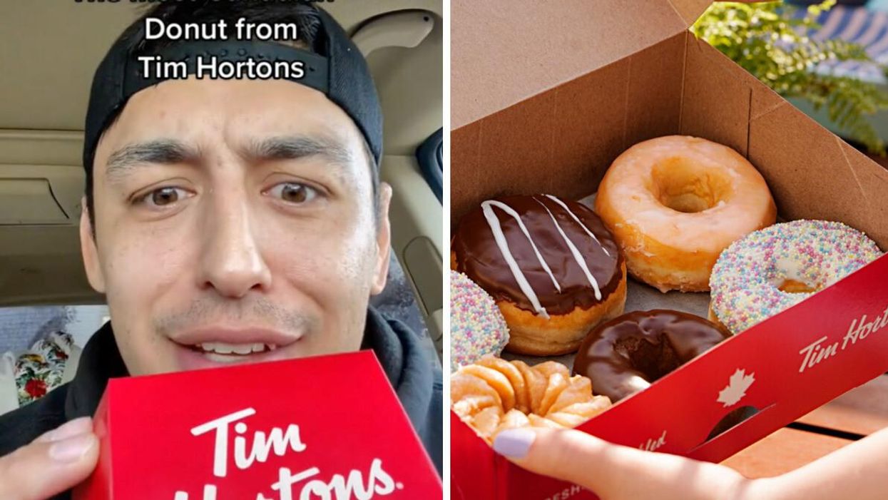 TikTok user Kepi. Right: Tim Hortons donuts.
