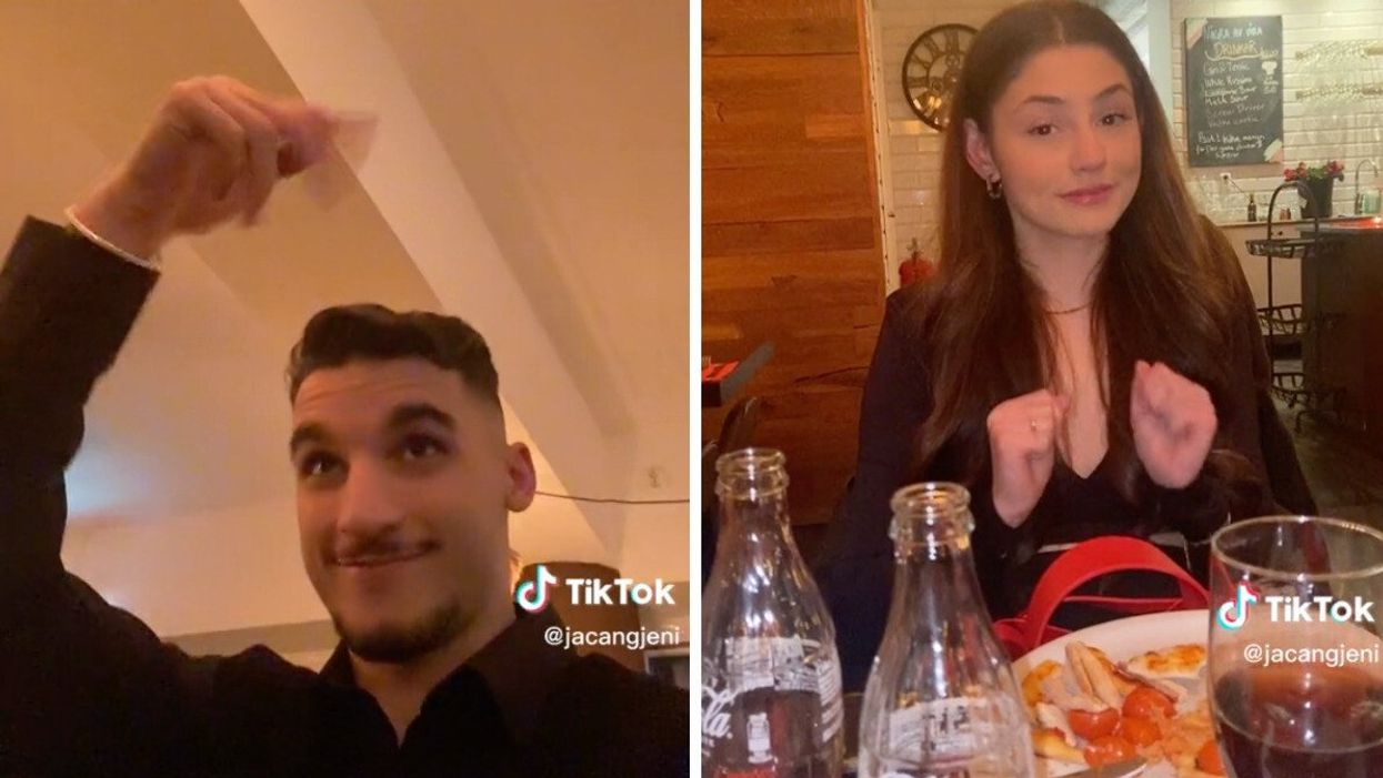 TikToker Gjenis Zeqiri in the TikTok video. Right: TikToker Jasmine Stambolic in the TikTok video.