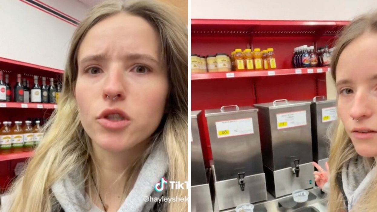 TikToker hayleyshelemey in a Bulk Barn.