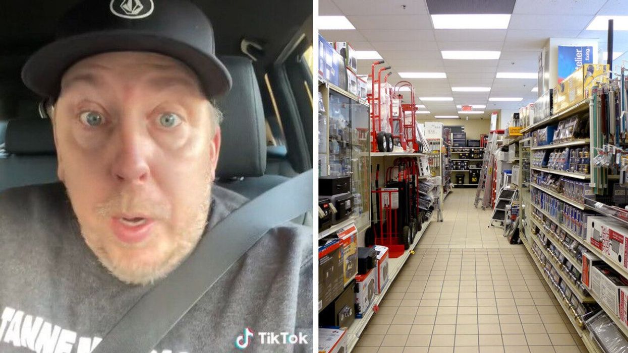 TikToker @hubcityfoodies. Right: A aisle in Canadian Tire.