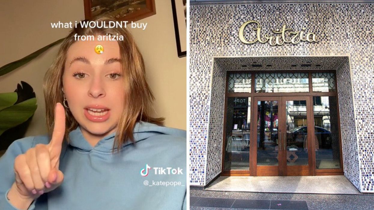 TikToker _katepope_. Right: An Aritzia store.