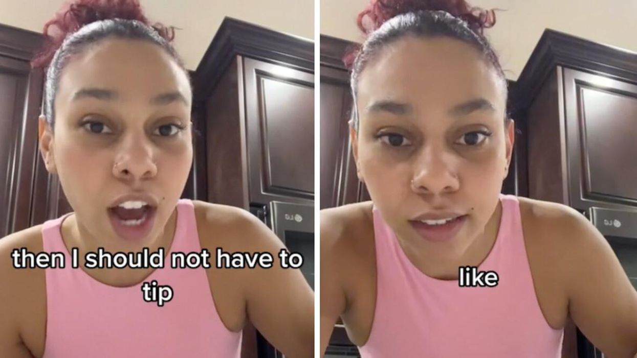 TikToker @mitsubitchyy explaining her take on tipping.