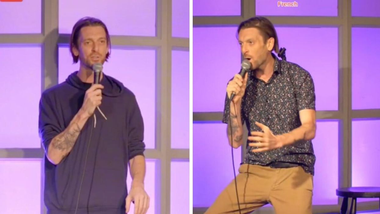 TikToker on stage during a comedy show.