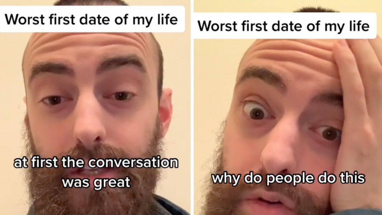 TikToker @touchmyburrito explaining his "worst first date" ever.
