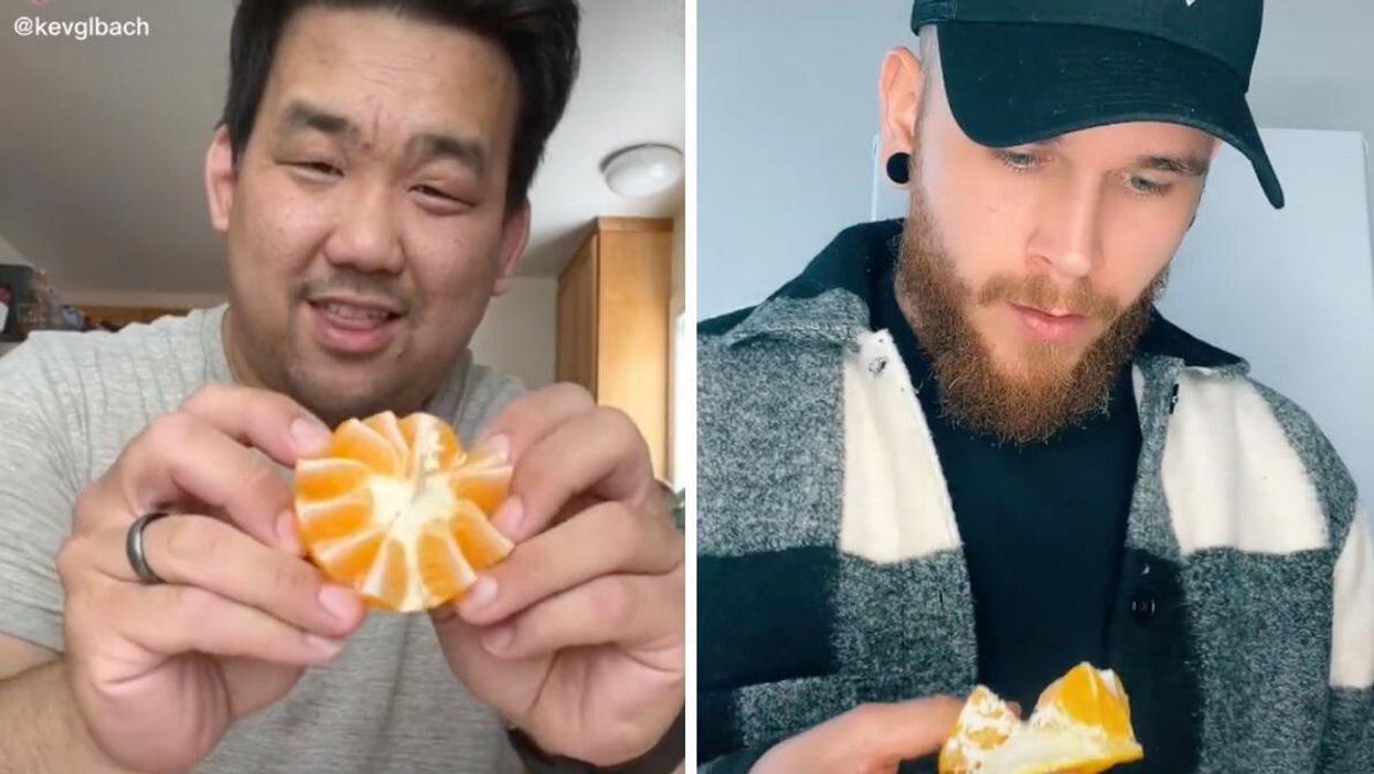 TikTokers trying out the life hack on peeling oranges.