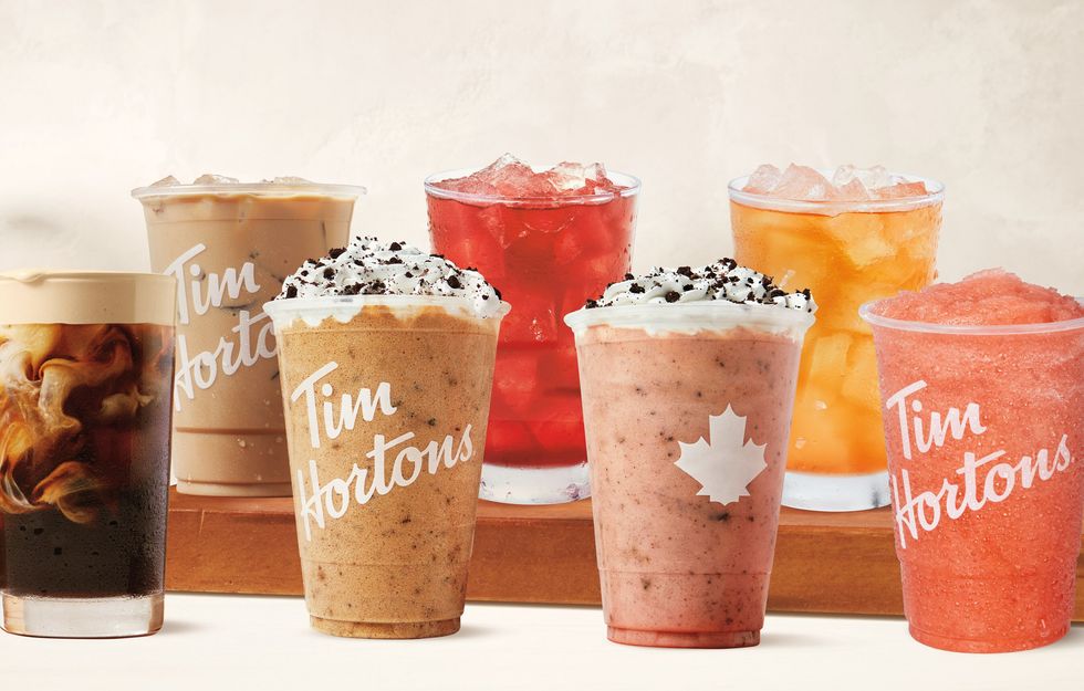Tim Hortons Caramel Toffee Cold Brew, Oreo Double Stuf Iced Capp and Oreo Strawberry Creamy Chill with returning menu items.