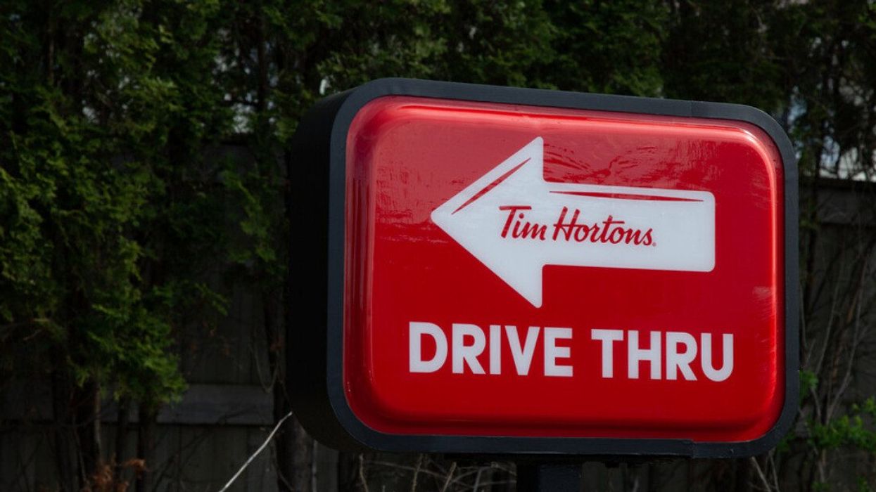 Tim Hortons drive thru sign.