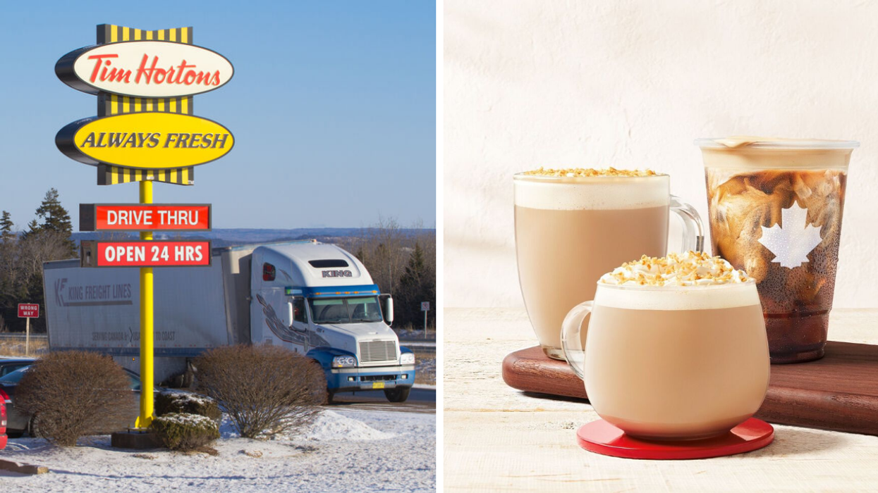 Tim Hortons. Droite : Nouvelle boisson.